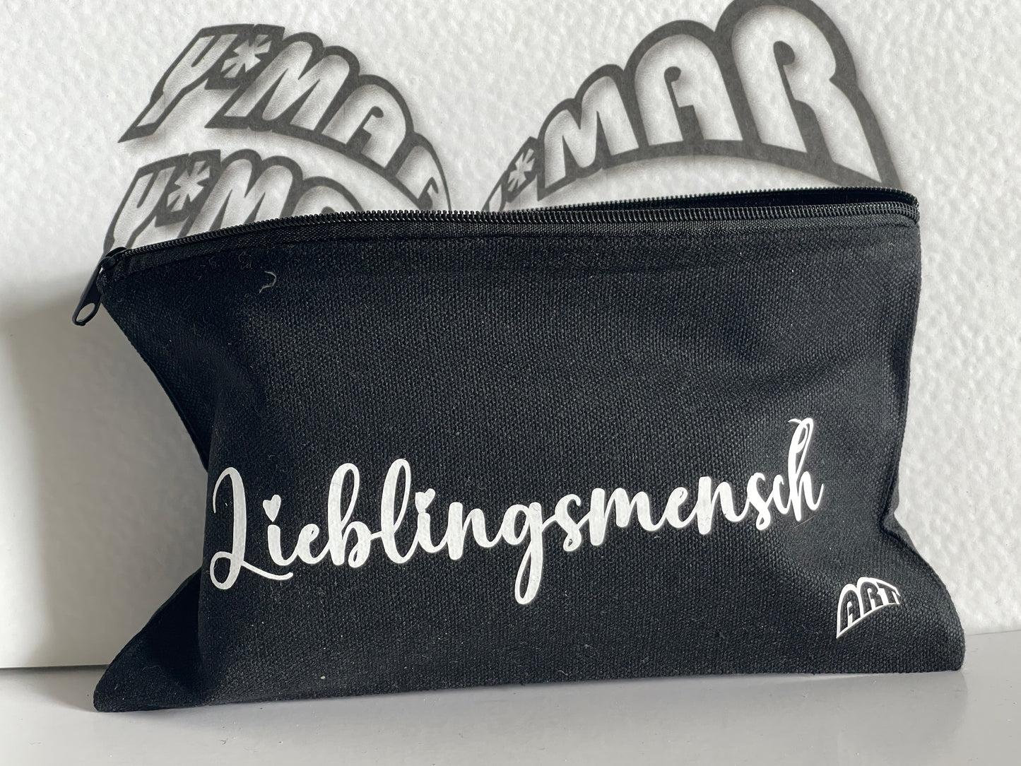 Lieblingsmensch - Canvas Kosmetiktasche - Vintage Style Makeup Organizer Bag