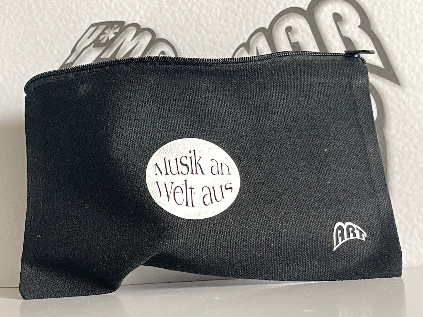 Musik an Welt aus - Canvas Kosmetiktasche - Vintage Style Makeup Organizer Bag